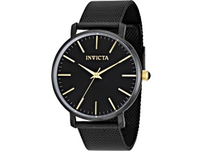 Invicta Angel 38mm Black Dial Black Stainless Steel Mesh Band Quartz Watch