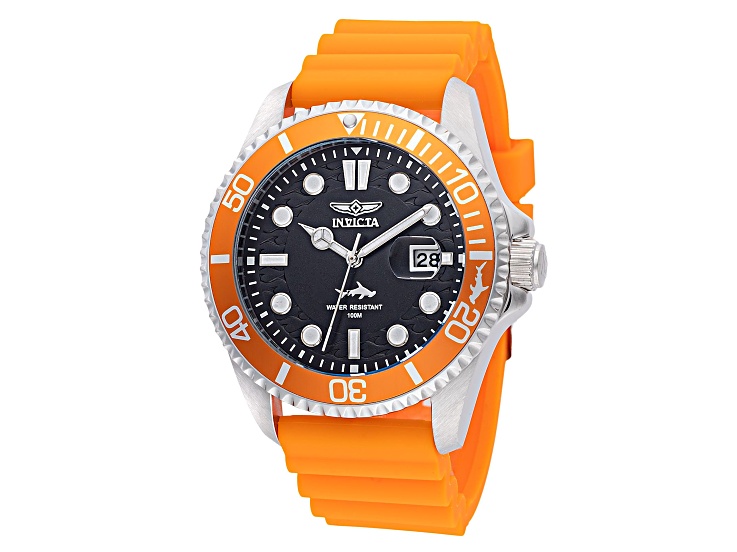 Invicta Pro Diver 43mm Orange Silicone Strap Quartz Watch