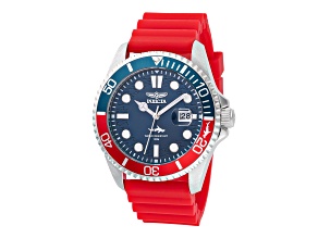 Invicta Pro Diver 43mm Red Silicone Strap Quartz Watch