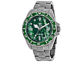 Christian Van Sant Men's Montego Green Dial, Silver-tone Distressed Stainless Steel  Watch