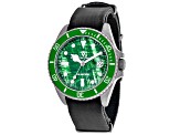 Christian Van Sant Men's Montego Green Dial, Black Leather Strap Watch