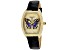 Christian Van Sant Women's Papillon Yellow Dial, Black Leather Strap Watch