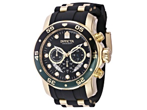 Invicta Pro Diver 48mm Black Dial Silicone Stainless Steel Band Quartz Watch