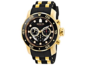 Invicta Pro Diver 48mm Black Dial Silicone, Stainless Steel Band Quartz Watch