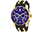 Invicta Pro Diver 48mm Blue Dial Silicone, Stainless Steel Band Quartz Watch
