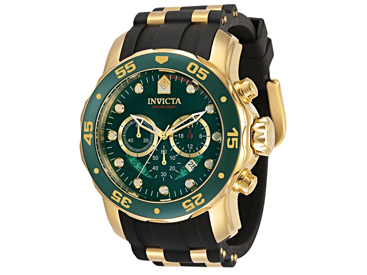 Invicta Pro Diver 48mm Green Dial Silicone, Stainless Steel Band Quartz Watch
