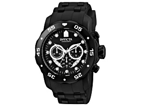 Invicta Pro Diver 48mm Black Dial Silicone, Stainless Steel Band Quartz Watch