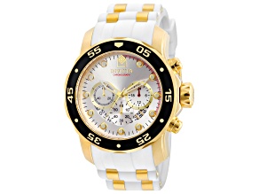 Invicta Pro Diver 48mm White Dial Silicone, Stainless Steel Band Quartz Watch