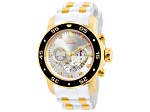 Invicta Pro Diver 48mm White Dial Silicone, Stainless Steel Band Quartz Watch