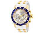 Invicta Pro Diver 48mm White Dial Silicone, Stainless Steel Band Quartz Watch