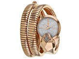 Just Cavalli Women's Glam Snake White Dial, Rose Stainless Steel Watch