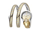 Just Cavalli Women's Glam Snake Two-tone Dial, Two-tone Yellow Stainless Steel Watch