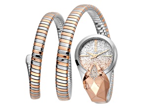 Just Cavalli Women's Glam Snake Two-tone Dial, Two-tone Rose Stainless Steel Watch