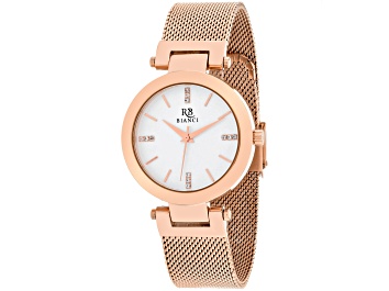 Picture of Roberto Bianci Women's Cristallo White Dial, Rose Stainless Steel mesh Watch