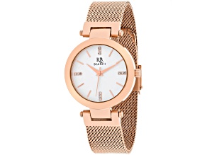 Roberto Bianci Women's Cristallo White Dial, Rose Stainless Steel mesh Watch