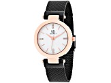 Roberto Bianci Women's Cristallo White Dial, Black Stainless Steel mesh Watch