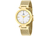 Roberto Bianci Women's Cristallo White Dial, Yellow Stainless Steel mesh Watch