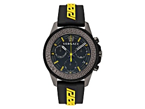 Greca Action Chrono Mens Watch 45MM IP Gunmetal Case Black Matte Dial Silicone Strap