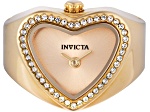 Invicta Mini 18.5mm Pink Dial Yellow Stainless Steel Band Quartz Ring Watch