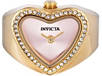 Invicta Mini 18.5mm Pink Dial Yellow Stainless Steel Band Quartz Ring Watch