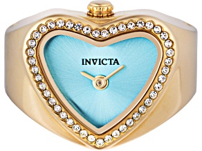 Invicta Mini 18.5mm Blue Dial Yellow Stainless Steel Band Quartz Ring Watch