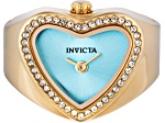 Invicta Mini 18.5mm Pink Dial Yellow Stainless Steel Band Quartz Ring Watch