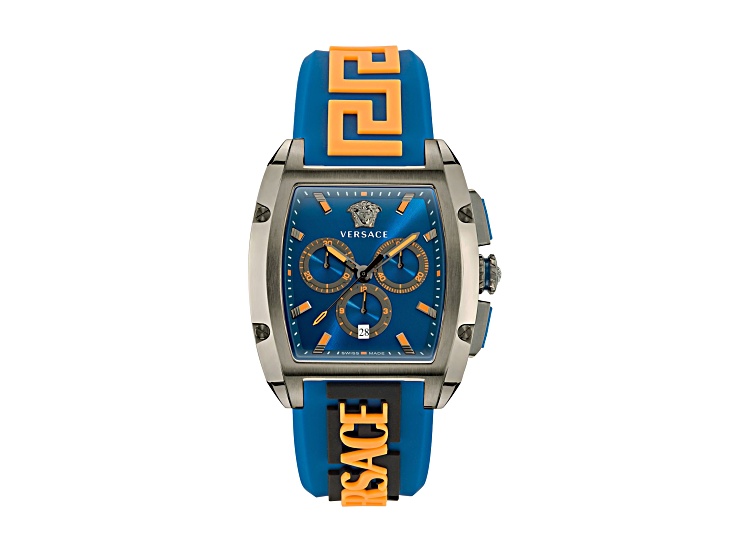 Versace Dominus Watch 42X49.5MM Gunmetal Case Blue Sunray Dial