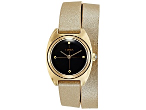 Timex Milano 24mm Beige Leather Strap Black Dial Watch