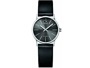 Calvin Klein Post Minimal 29mm Black Leather Strap Gray Dial Quartz Watch