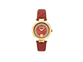 Covent Garden Watch 32MM Yellow Case Red Enamel Dial Leather Strap