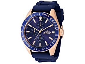 Invicta Aviator 45mm Blue  Dial Silicone Band Quartz Watch