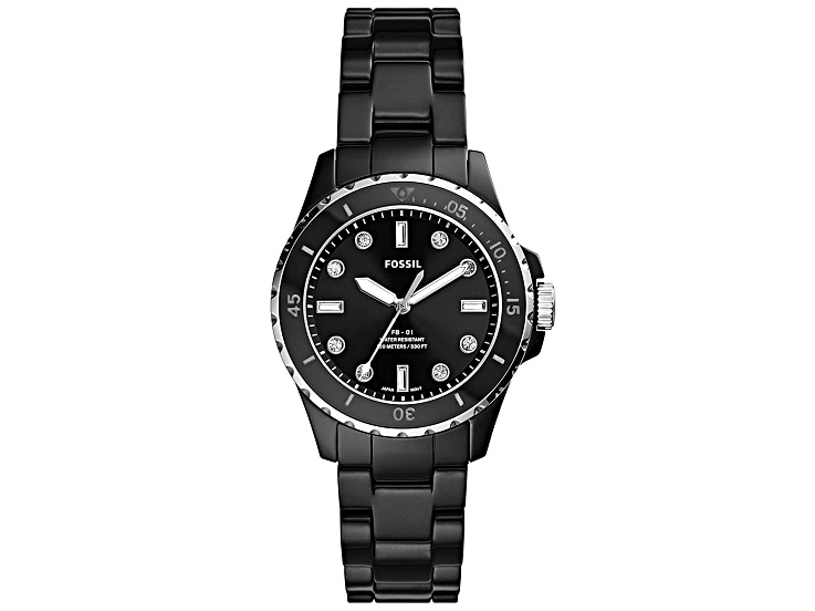 Fossil FB-01 36mm Black Ceramic Bracelet Black Dial Quartz 