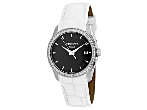 Tissot Couturier 32mm White Leather Strap Black Dial Swiss Quartz Watch