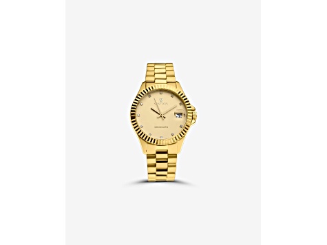 Croton The Sav Gold Tone 11 Diamond Marker Watch with Magnified
