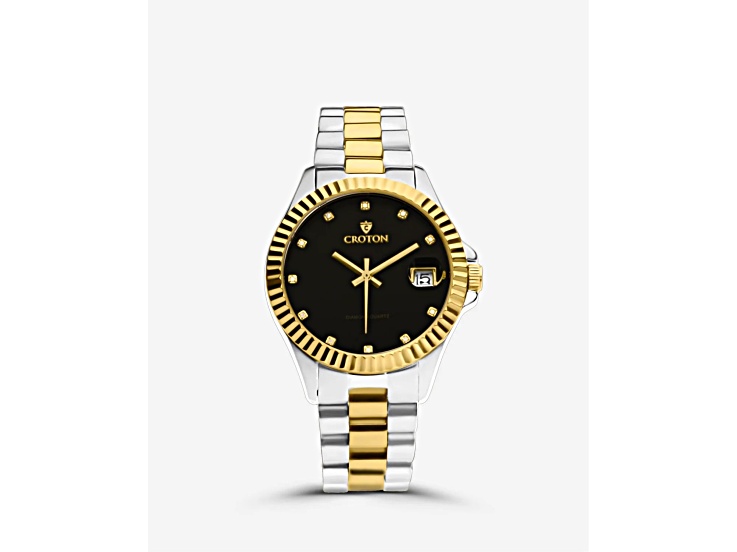 Croton The Sav Two-Tone 11 Diamond Marker Watch with Magnified