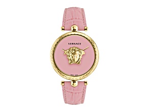 Palazzo Empire Watch 39MM Yellow Case Pink Enamel Dial Calf Leather Strap