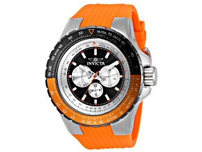 Invicta Aviator 50mm Orange and Black Bezel Orange Silicone Strap Quartz Watch