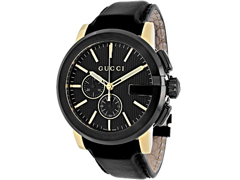 Gucci Men's G-Chrono Black Leather Strap Watch