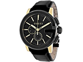 Gucci Men's G-Chrono Black Leather Strap Watch