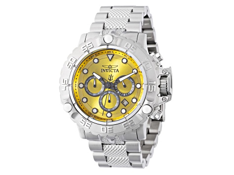 Invicta Subaqua Poseidon 55.40mm Yellow Dial Stainless Steel Quartz Watch