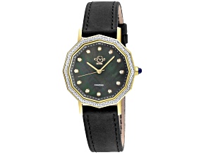 GV2 Spello II Black MOP Dial Black Handmade Italian Leather Strap Watch