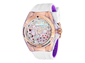 Technomarine Cruise Dream 40mm White Dial Rose Bezel White and Purple Silicone Strap Quartz Watch