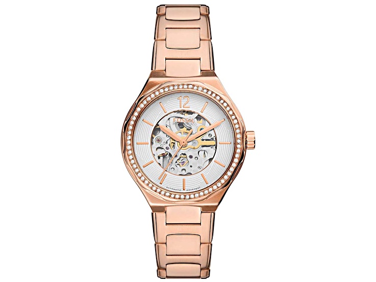 Fossil Eevie 36mm Rose Stainless Steel Bracelet White Dial Quartz Watch