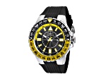 Invicta Aviator 52mm Black Dial Yellow Bezel Black Silicone Strap Quartz Watch