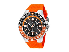 Invicta Aviator 52mm Black Dial Orange Silicone Strap Quartz Watch