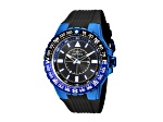 Invicta Aviator 52mm Black Dial Blue Bezel and Accents Black Silicone Strap Quartz Watch
