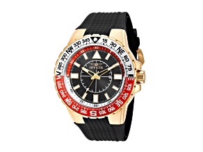 Invicta Aviator 52mm Black Dial Red and White Bezel Black Silicone Strap Quartz Watch