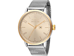 Invicta Specialty 44mm Yellow Dial Stainless Steel Mesh Band Quartz Watch