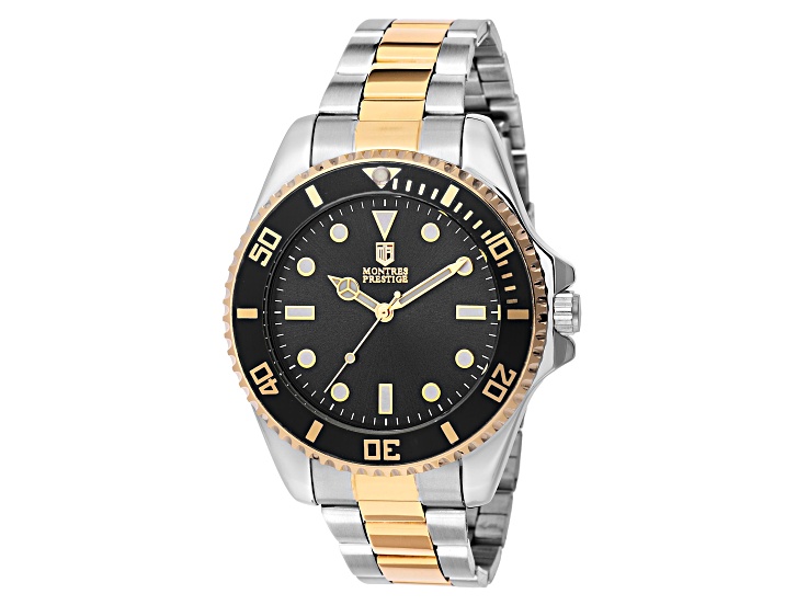 prestige4456 Montres Prestige by Invicta 42mm Black Dial Black Bezel Two-tone
