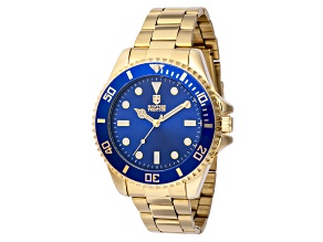 Montres Prestige by Invicta 42mm Blue Dial and Bezel Yellow Stainless Steel Quartz Watch